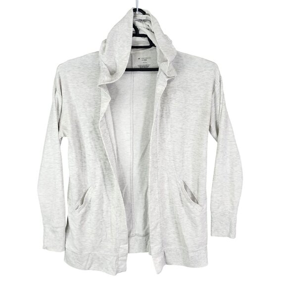 Womens Heathered Gray Tek Gear Open Front Cardigan Hooded Sweater Size L - Picture 1 of 8